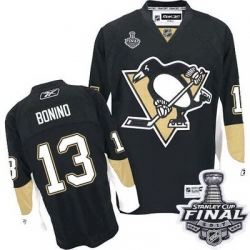 Men Pittsburgh Penguins 13 Nick Bonino Black Home 2017 Stanley Cup Final Patch Stitched NHL Jersey