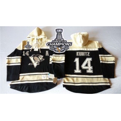 Men Pittsburgh Penguins 14 Chris Kunitz Black Sawyer Hooded Sweatshirt 2016 Stanley Cup Champions Stitched NHL Jersey