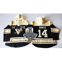 Men Pittsburgh Penguins 14 Chris Kunitz Black Sawyer Hooded Sweatshirt 2017 Stanley Cup Finals Champions Stitched NHL Jersey