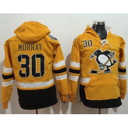 Men Pittsburgh Penguins 30 Matt Murray Gold Sawyer Hooded Sweatshirt 2017 Stadium Series Stitched NHL Jersey