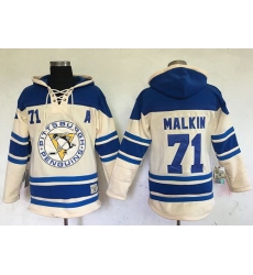 Men Pittsburgh Penguins 71 Evgeni Malkin Cream Sawyer Hooded Sweatshirt Stitched NHL Jersey