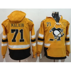 Men Pittsburgh Penguins 71 Evgeni Malkin Gold Sawyer Hooded Sweatshirt 2017 Stadium Series Stitched NHL Jersey