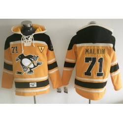 Men Pittsburgh Penguins 71 Evgeni Malkin Gold Sawyer Hooded Sweatshirt Stitched NHL Jersey