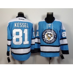 Men Pittsburgh Penguins 81 Phil Kessel Blue Away Stitched NHL Jersey