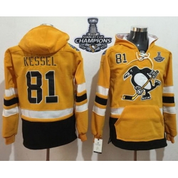 Men Pittsburgh Penguins 81 Phil Kessel Gold Sawyer Hooded Sweatshirt 2017 Stadium Series Stanley Cup Finals Champions Stitched NHL Jersey