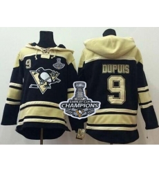 Men Pittsburgh Penguins 9 Pascal Dupuis Black Sawyer Hooded Sweatshirt 2017 Stanley Cup Finals Champions Stitched NHL Jersey