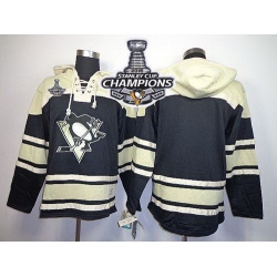Men Pittsburgh Penguins Blank Black Sawyer Hooded Sweatshirt 2016 Stanley Cup Champions Stitched NHL Jersey