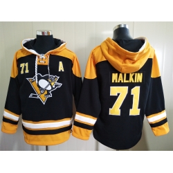 Men Pittsburgh Penguins Evgeni Malkin 71 Black Stitched NHL Hoodie
