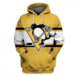 Men Pittsburgh Penguins Gold All Stitched Hooded Sweatshirt