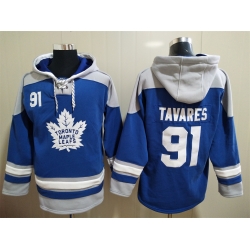 Men Toronto Maple Leafs John Tavares 91 Blue Stitched NHL Hoodie