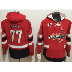 Men Washington Capitals 77 T J Oshie Red Name  26 Number Pullover NHL Hoodie