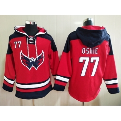 Men's Washington Capitals #77 T.J. Oshie Red Ageless Must-Have Lace-Up Pullover Hoodie