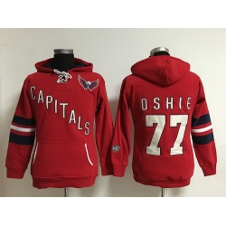 Washington Capitals 77 T J Oshie Red Women Old Time Heidi Hoodie NHL Hoodie