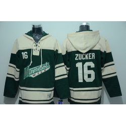 Men Minnesota Wild 16 Jason Zucker Green Sawyer Hooded Sweatshirt Stitched NHL Jersey