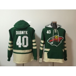 Men Minnesota Wild 40 Devan Dubnyk Green Stitched NHL Hoodie