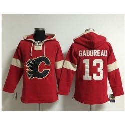 Men Calgary Flames 13 Johnny Gaudreau Red Pullover NHL Hoodie