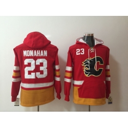 Men Calgary Flames 23 Sean Monahan Red Old Time Heidi NHL Hoodie