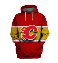 Men Calgary Flames Red All Stitched Hooded Sweatshirt