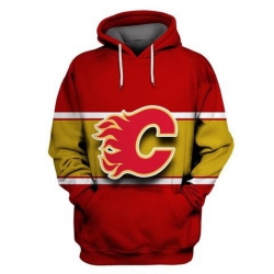 Men Calgary Flames Red All Stitched Hooded Sweatshirt