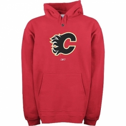 NHL Mens Reebok Calgary Flames Primary Logo Hooded Sweatshirt