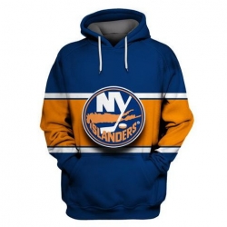Men New York Islanders Blue Orange All Stitched Hooded Sweatshirt