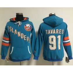 New York Islanders 91 John Tavares Baby Blue Women Old Time Heidi NHL Hoodie