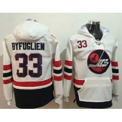 Men Winnipeg Jets 33 Dustin Byfuglien White Name  26 Number Pullover NHL Hoodie