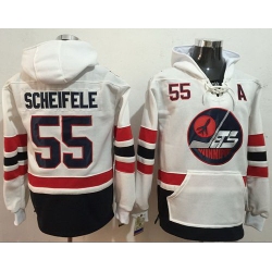Men Winnipeg Jets 55 Mark Scheifele White Name  26 Number Pullover NHL Hoodie