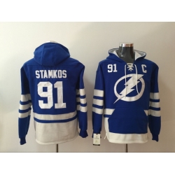 Men Tampa Bay Lightning 91 Steven Stamkos Blue NHL Hoodie