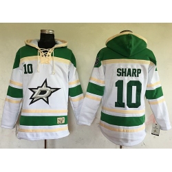 Men Dallas Stars 10 Patrick Sharp White Sawyer Hooded Sweatshirt Stitched NHL Jersey