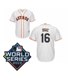 Mens Houston Astros 16 Aledmys Diaz Replica White Home Cool Base Baseball jersey