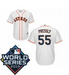 Mens Houston Astros 55 Ryan Pressly Replica White Home Cool Base Baseball jersey