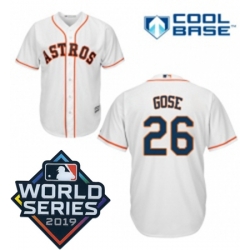 Mens Majestic Houston Astros 26 Anthony Gose Replica White Home Cool Base Sitched 2019 World Series Patch jersey