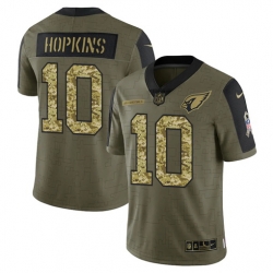 Men Arizona Cardinals 10 DeAndre Hopkins 2021 Salute To Service Olive Camo Limited Stitched Jersey