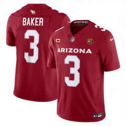 Men Arizona Cardinals 3 Budda Baker Red 2023 F U S E  With 4 Star C Patch And With John Madden Patch Vapor Limited Stitched Football Jersey