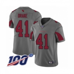 Men Arizona Cardinals #41 Kenyan Drake Limited Silver Inverted Legend 100th Season Football Jersey