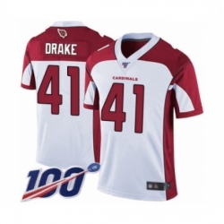 Men Arizona Cardinals #41 Kenyan Drake White Vapor Untouchable Limited Player 100th Season Football Jersey