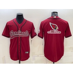 Men Arizona Cardinals Red Team Big Logo With Patch Cool Base Stitched Baseball Jersey