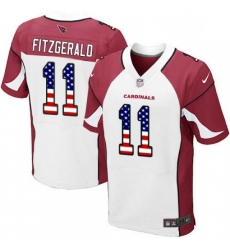 Men Nike Arizona Cardinals 11 Larry Fitzgerald Elite White Road USA Flag Fashion NFL Jersey