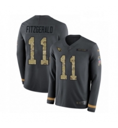 Men Nike Arizona Cardinals 11 Larry Fitzgerald Limited Black Salute to Service Therma Long Sleeve NFL Jersey