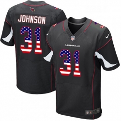 Men Nike Arizona Cardinals 31 David Johnson Elite Black Alternate USA Flag Fashion NFL Jersey