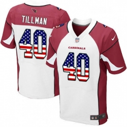 Men Nike Arizona Cardinals 40 Pat Tillman Elite White Road USA Flag Fashion NFL Jersey