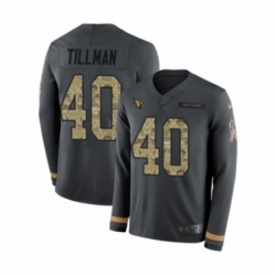 Men Nike Arizona Cardinals 40 Pat Tillman Limited Black Salute to Service Therma Long Sleeve NFL Jersey