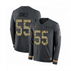 Men Nike Arizona Cardinals 55 Chandler Jones Limited Black Salute to Service Therma Long Sleeve NFL Jersey