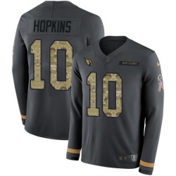 Nike Cardinals 10 DeAndre Hopkins Anthracite Salute to Service Men Stitched NFL Limited Therma Long Sleeve Jersey