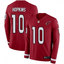Nike Cardinals 10 DeAndre Hopkins Red Team Color Men Stitched NFL Limited Therma Long Sleeve Jersey
