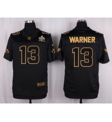 Nike Cardinals #13 Kurt Warner Pro Line Black Gold Collection Mens Stitched NFL Elite Jersey