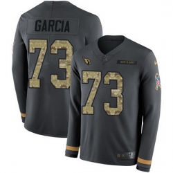 Nike Cardinals 73 Max Garcia Anthracite Salute to Service Men Stitched NFL Limited Therma Long Sleeve Jersey