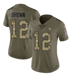 Nike Cardinals #12 John Brown Olive Camo Womens Stitched NFL Limited 2017 Salute to Service Jersey