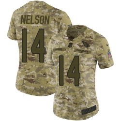 Nike Cardinals #14 J J  Nelson Camo Women Stitched NFL Limited 2018 Salute to Service Jersey